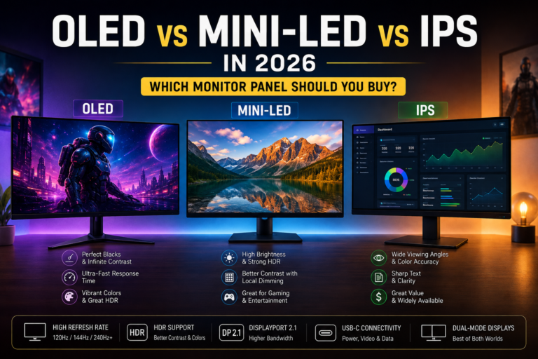 OLED vs Mini-LED vs IPS in 2026: Which Monitor Panel Should You Buy?